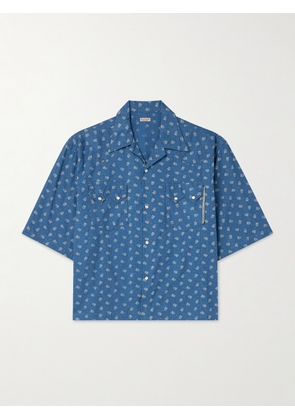 KAPITAL - Camp-Collar Cotton-Dobby Shirt - Men - Blue - 1