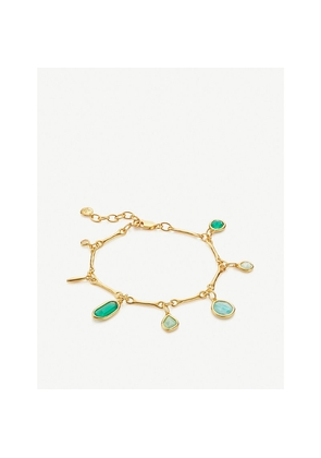 Womens Monica Vinader Siren 18ct Gold-Plated Sterling Silver Rock Crystal, Green Onyx, Chrysoprase and Amazonite Bracelet