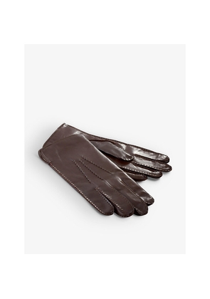 Mens Aspinal Of London Cashmere Lined Triple-Stitch Leather Gloves