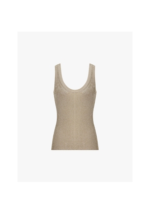 Womens Reiss Imogen Round-Neck Metallic Knitted Vest