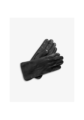 Mens Aspinal Of London Three-Point Stitched Cashmere and Wool-Blend Lined Leather Gloves