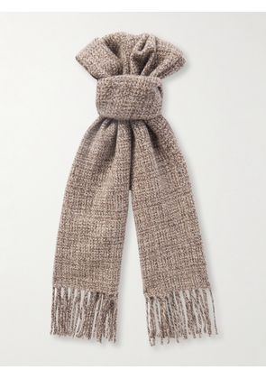 Loro Piana - Fringed Cashmere-Tweed Scarf - Men - Brown