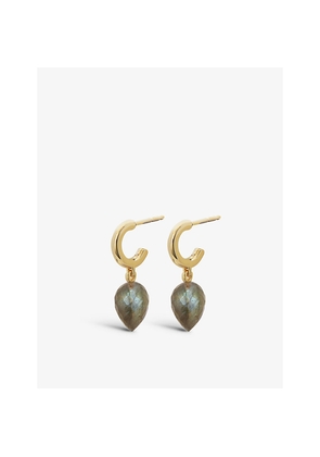 Womens Monica Vinader Fiji 18ct Recycled Yellow Gold-Plated Vermeil Sterling-Silver and Labradorite Huggie Earrings