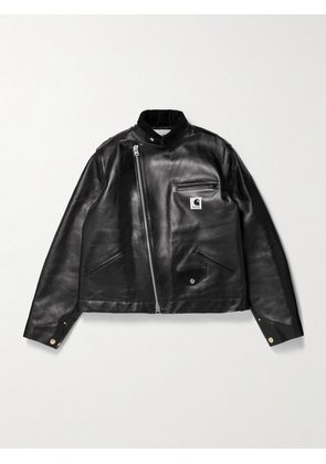 Sacai - Carhartt WIP Cotton Corduroy-Trimmed Leather Jacket - Men - Black - 2