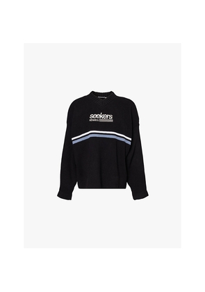 Womens Sisters & Seekers Leisure Logo-Embroidery Stretch-Knit Jumper