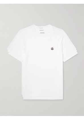 Moncler - Three-Pack Logo-Appliquéd Cotton-Jersey T-Shirts - Men - White - S