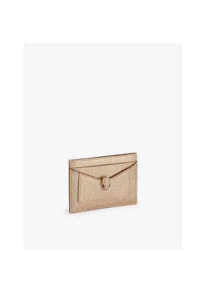 Womens Bvlgari Serpenti Forever Metallic-Leather Card Holder
