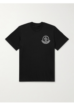 Moncler - Logo-Print Appliquéd Cotton-Jersey T-Shirt - Men - Black - XS