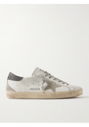 Golden Goose - Super-Star Distressed Suede-Trimmed Leather Sneakers - Men - White - EU 39