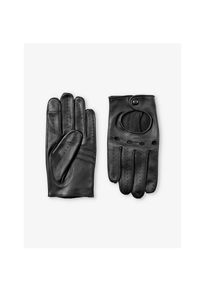 Womens Aspinal Of London Stitch-Embroidered Cut-Out Leather Gloves