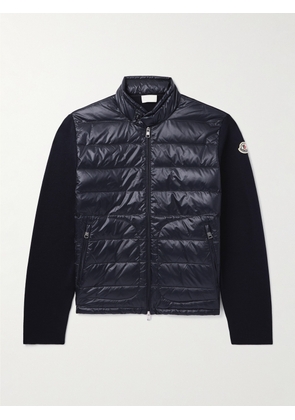 Moncler - Slim-Fit Logo-Appliquéd Quilted Nylon-Panelled Wool Down Cardigan - Men - Blue - S