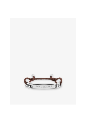 Bvlgari Blvgari Brand-Engraved String and Palladium-Plated Brass Bracelet