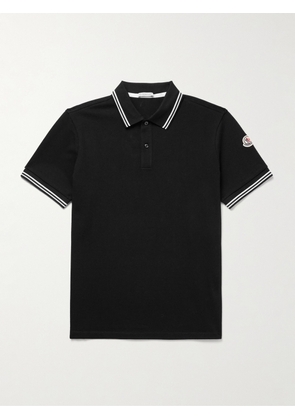 Moncler - Slim-Fit Logo-Appliquéd Cotton-Piqué Polo Shirt - Men - Black - XS