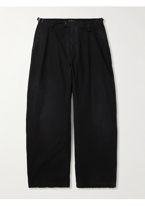 Balenciaga - Wide-Leg Distressed Cotton Cargo Trousers - Men - Black - XS