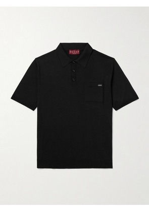Gucci - Logo-Intarsia Wool-Blend Polo Shirt - Men - Black - S
