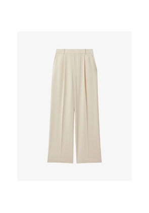 Womens Reiss Eden Elasticated-Waist Wide-Leg Twill Trousers