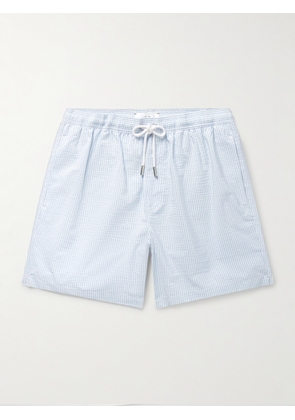 Mr P. - Straight-Leg Mid-Length Striped Seersucker Swim Shorts - Men - Blue - XS