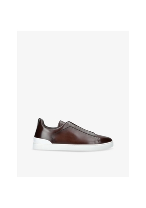 Mens Zegna Triple Stitch Panelled Leather Low-Top Trainers