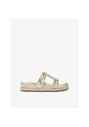Womens Carvela Sorella Crystal-Embellished Faux-Leather Sandals