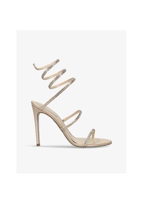 Womens Rene Caovilla Cleo II 105 Crystal-Embellished Leather Heeled Sandals