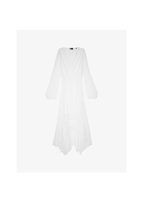 Womens The Kooples Lace-Trim Pleated Woven Maxi Dress