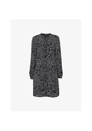 Womens Whistles Chain-Print Round-Neck Woven Mini Shirt Dress