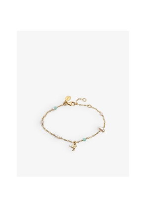 Womens La Maison Couture With Love Darling Peace Gaia 14ct Yellow Gold-Plated Sterling-Silver, Pearl, Amazonite and Aquamarine Bracelet