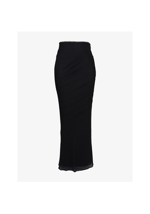 Womens House of CB Cassidy Fluted-Hem Mesh Maxi Skirt
