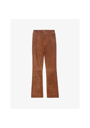 Womens Zadig&Voltaire Pistol Flared-Leg Mid-Rise Suede Trousers