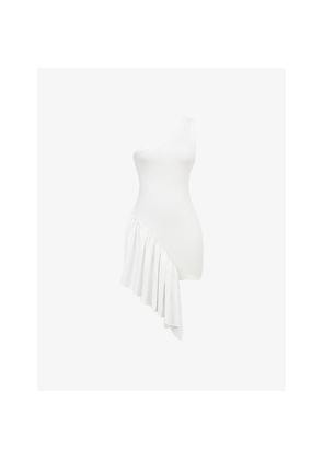 Womens Mistress Rocks Ruffled Asymmetric-Hem Stretch-Jersey Mini Dress