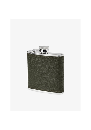 Mens Aspinal Of London Classic Stainless-Steel and Leather Hip Flask