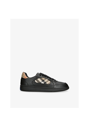 Mens Burberry Terrace Check Low-Top Leather Trainers