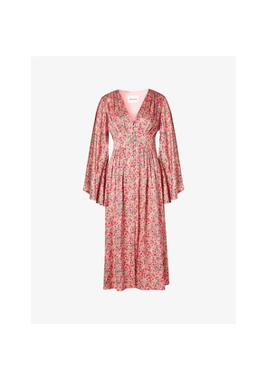 Womens Malina Auden V-Neck Satin Midi Dress