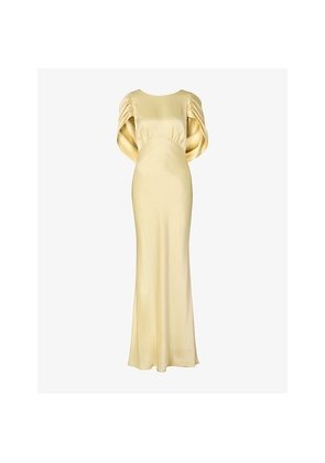 Womens Malina Louise Draped-Back Satin Maxi Dress