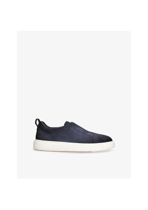 Mens Santoni Clean Icon Branded Suede Trainers
