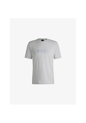 Mens Boss Rubberised-Branding Regular-Fit Cotton-Jersey T-Shirt