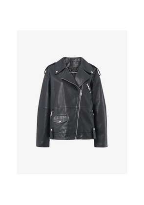 Womens Whistles Freja Zip-Up Leather Biker Jacket