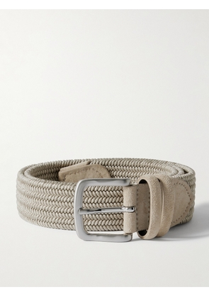 Mr P. - 3.5cm Suede-Trimmed Woven Belt - Men - Neutrals - EU 85