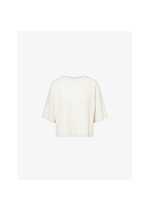 Womens Lounge Underwear Soft Waffle Tonal-Embroidery Jersey Pyjama Top