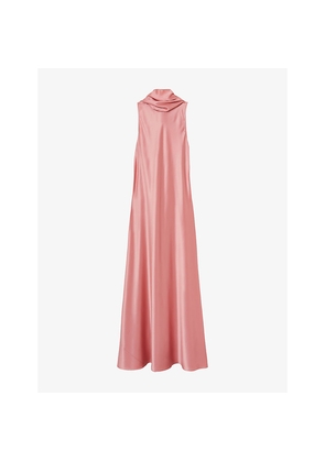 Womens Reiss Cape-Back Cowl-Neck Satin Maxi Dress