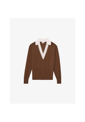 Womens Reiss Nina Collared Wool Cricket Jumper