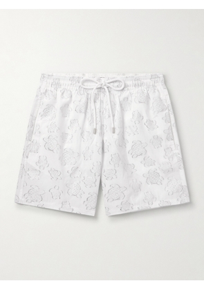 Vilebrequin - Moopea Straight-Leg Mid-Length Metallic-Jacquard Swim Shorts - Men - White - S