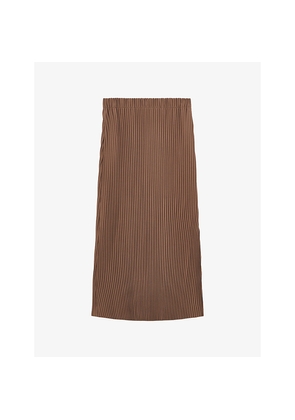 Womens Reiss Pippa Pleated Stretch-Jersey Midi Skirt