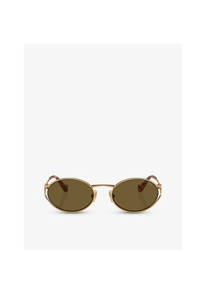 Miu Miu Mu 52Ys Round-Frame Tinted-Lens Metal Sunglasses