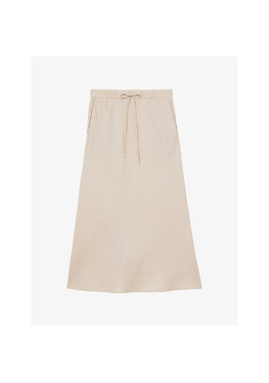 Womens Reiss Roxi Drawstring-Waist Linen Maxi Skirt