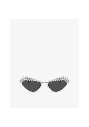 Womens Swarovski Sk7009 Irregular-Frame Metal Sunglasses