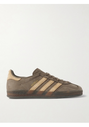adidas Originals - Gazelle Indoor Suede-Trimmed Leather Sneakers - Men - Brown - UK 5