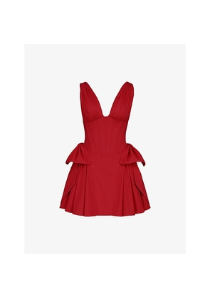 Womens House of CB Amalia Corset-Bodice Stretch-Cotton Mini Dress