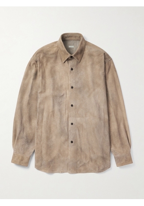 A.PRESSE - Distressed Suede Shirt Jacket - Men - Gray - 1