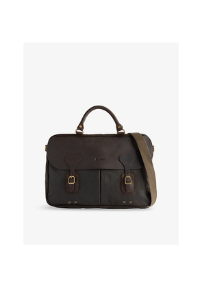 Barbour Leather-Trims Waxed-Cotton Briefcase